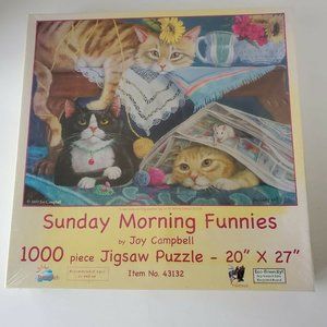 1000 Pcs Jigsaw Puzzle Sunday Morning Funnies by Joy Campbell NEW 20 x 27 #43132